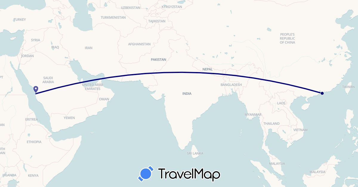 TravelMap itinerary: driving in Hong Kong, Saudi Arabia (Asia)